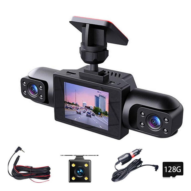 Wireless Dashcam Front and Rear Camera System,360° Rechargeable 4-Channel Dash Cam No Wires,1080p Full View Car Dashcam System,Built-in G Sensor App Control Adjustable Lenses Night Vision 128GB Card - Image 1